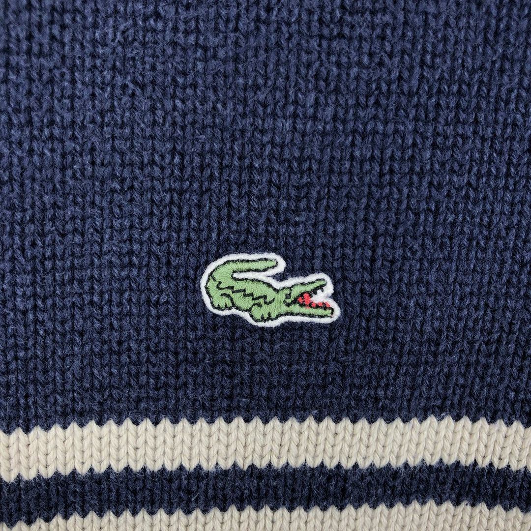 Lacoste Cotton Knit Half-Zip Sweater, Size 8 (Men's XXL equivalent) cotton navy blue type Vintage Second Hand