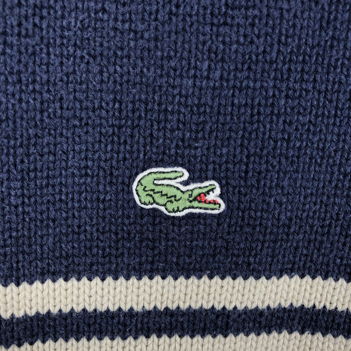 Lacoste Cotton Knit Half-Zip Sweater, Size 8 (Men's XXL equivalent) cotton navy blue type Vintage Second Hand