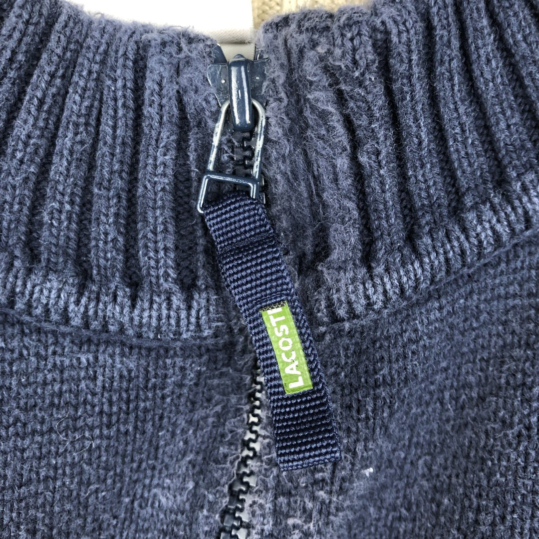 Lacoste Cotton Knit Half-Zip Sweater, Size 8 (Men's XXL equivalent) cotton navy blue type Vintage Second Hand