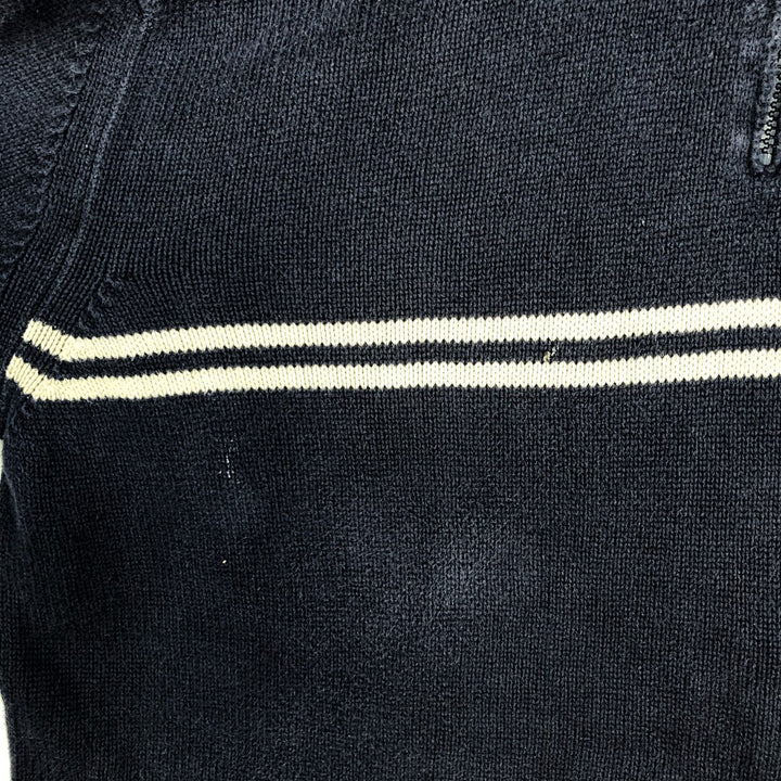 Lacoste Cotton Knit Half-Zip Sweater, Size 8 (Men's XXL equivalent) cotton navy blue type Vintage Second Hand