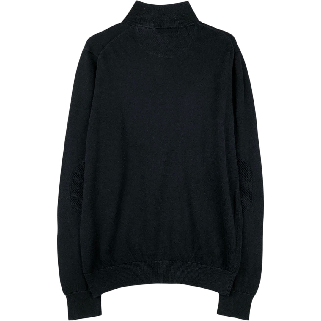 Lacoste Cotton Knit Half-Zip Sweater, Size 4, Men's Medium cotton black type Vintage Second Hand