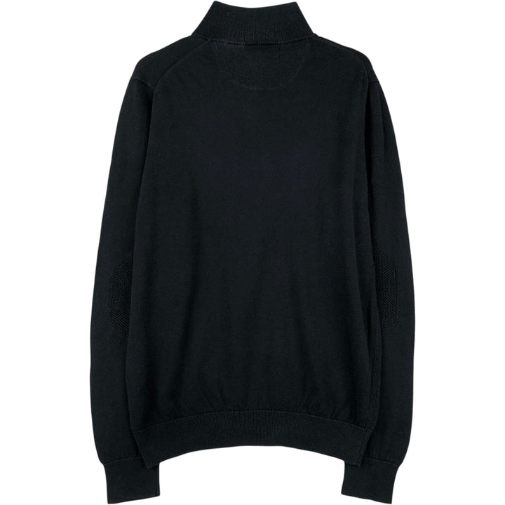 Lacoste Cotton Knit Half-Zip Sweater, Size 4, Men's Medium cotton black type Vintage Second Hand