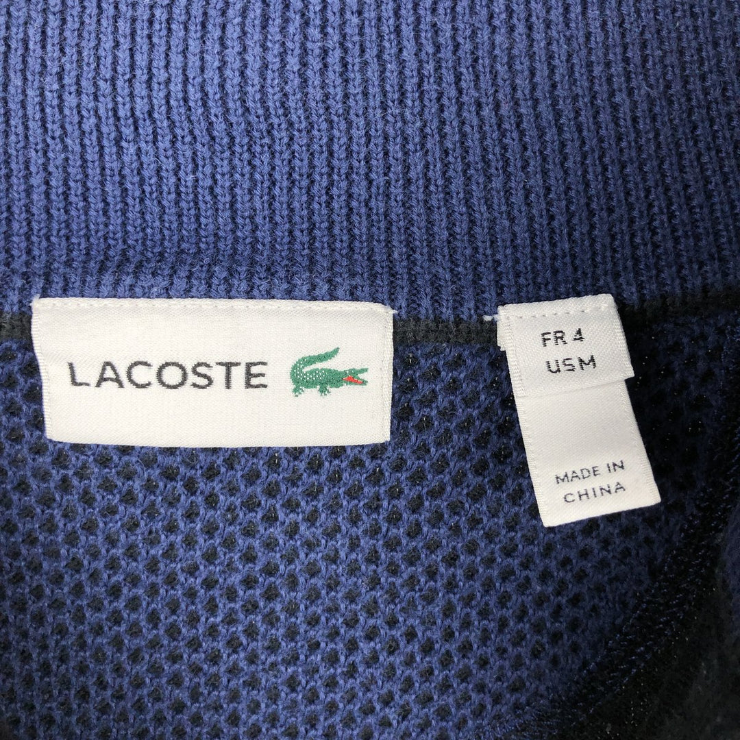 Lacoste Cotton Knit Half-Zip Sweater, Size 4, Men's Medium cotton black type Vintage Second Hand