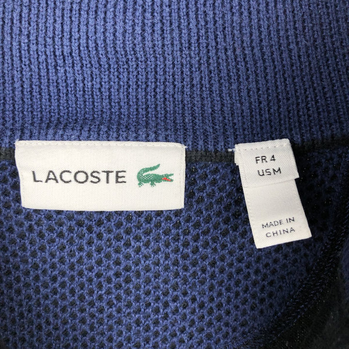 Lacoste Cotton Knit Half-Zip Sweater, Size 4, Men's Medium cotton black type Vintage Second Hand