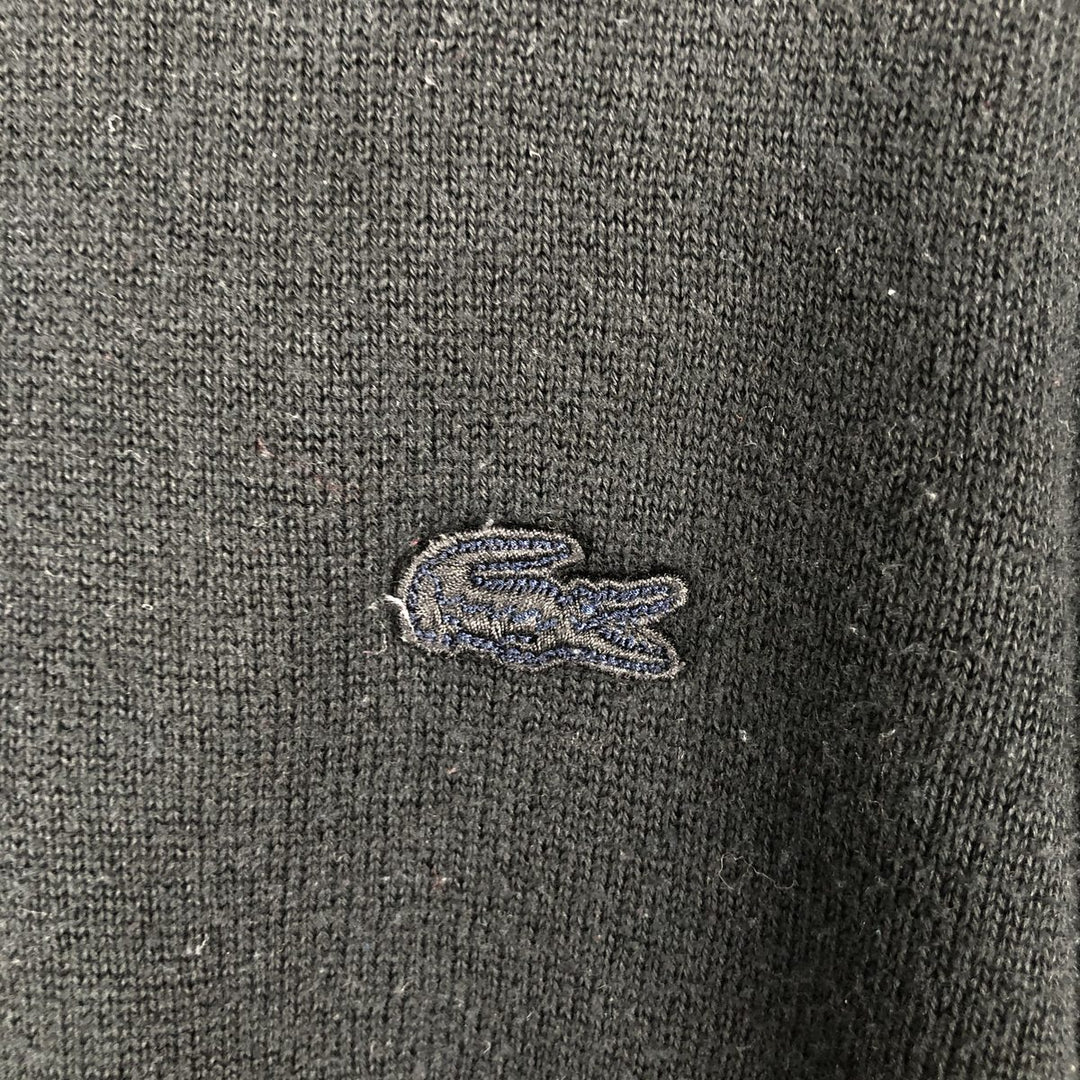 Lacoste Cotton Knit Half-Zip Sweater, Size 4, Men's Medium cotton black type Vintage Second Hand