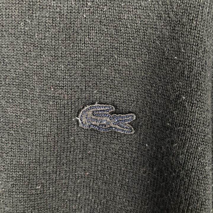 Lacoste Cotton Knit Half-Zip Sweater, Size 4, Men's Medium cotton black type Vintage Second Hand
