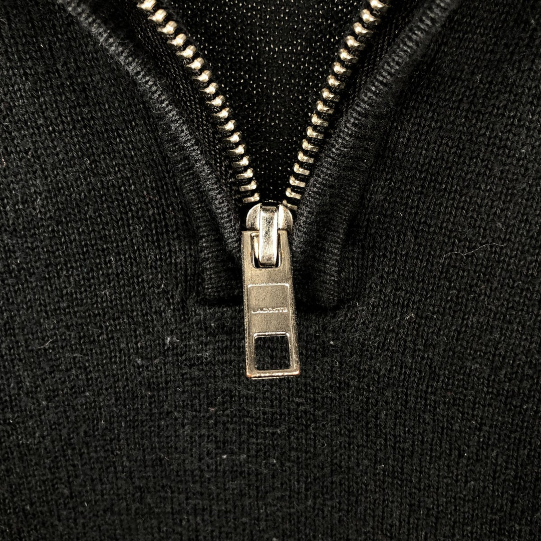 Lacoste Cotton Knit Half-Zip Sweater, Size 4, Men's Medium cotton black type Vintage Second Hand