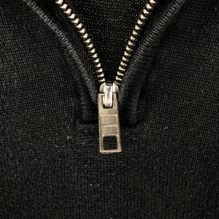 Lacoste Cotton Knit Half-Zip Sweater, Size 4, Men's Medium cotton black type Vintage Second Hand
