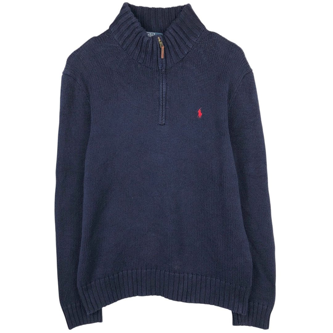 Ralph Lauren POLO by Ralph Lauren Cotton Knit Half Zip Sweater Men's XL cotton navy blue type Vintage Second Hand