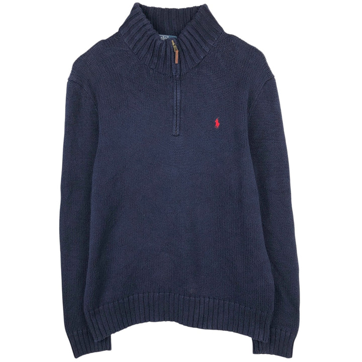 Ralph Lauren POLO by Ralph Lauren Cotton Knit Half Zip Sweater Men's XL cotton navy blue type Vintage Second Hand