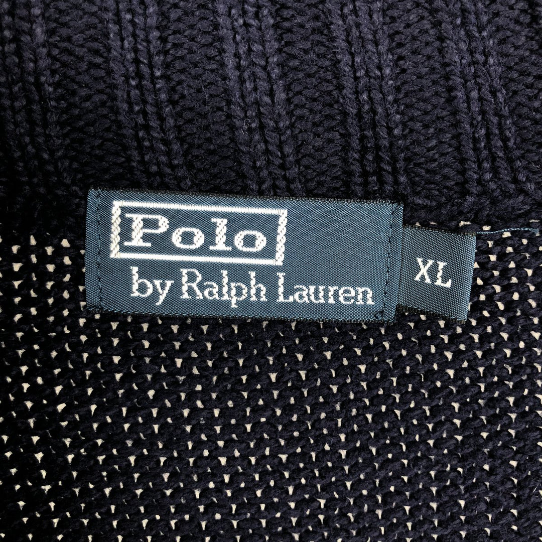 Ralph Lauren POLO by Ralph Lauren Cotton Knit Half Zip Sweater Men's XL cotton navy blue type Vintage Second Hand