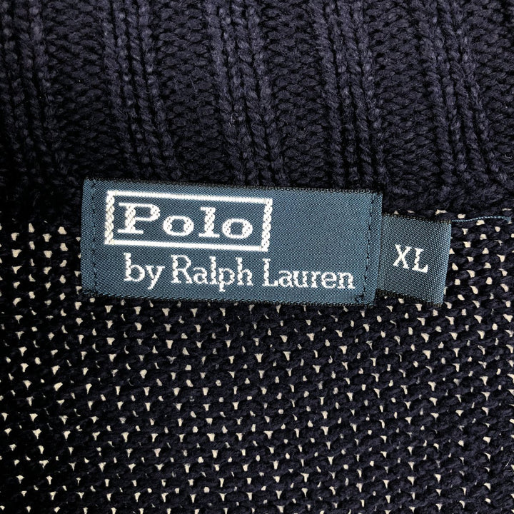 Ralph Lauren POLO by Ralph Lauren Cotton Knit Half Zip Sweater Men's XL cotton navy blue type Vintage Second Hand