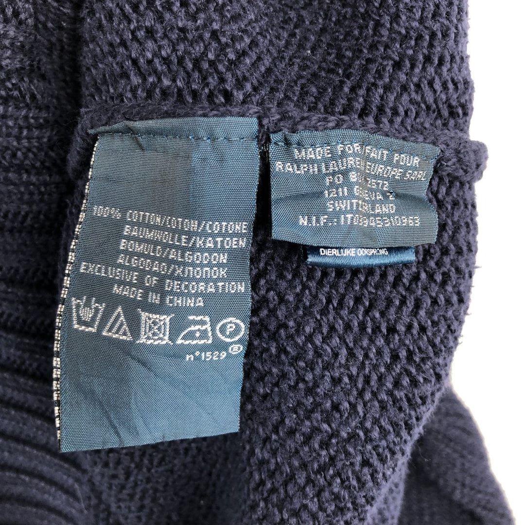 Ralph Lauren POLO by Ralph Lauren Cotton Knit Half Zip Sweater Men's XL cotton navy blue type Vintage Second Hand