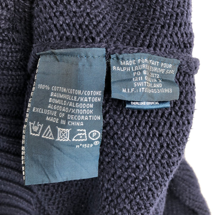 Ralph Lauren POLO by Ralph Lauren Cotton Knit Half Zip Sweater Men's XL cotton navy blue type Vintage Second Hand