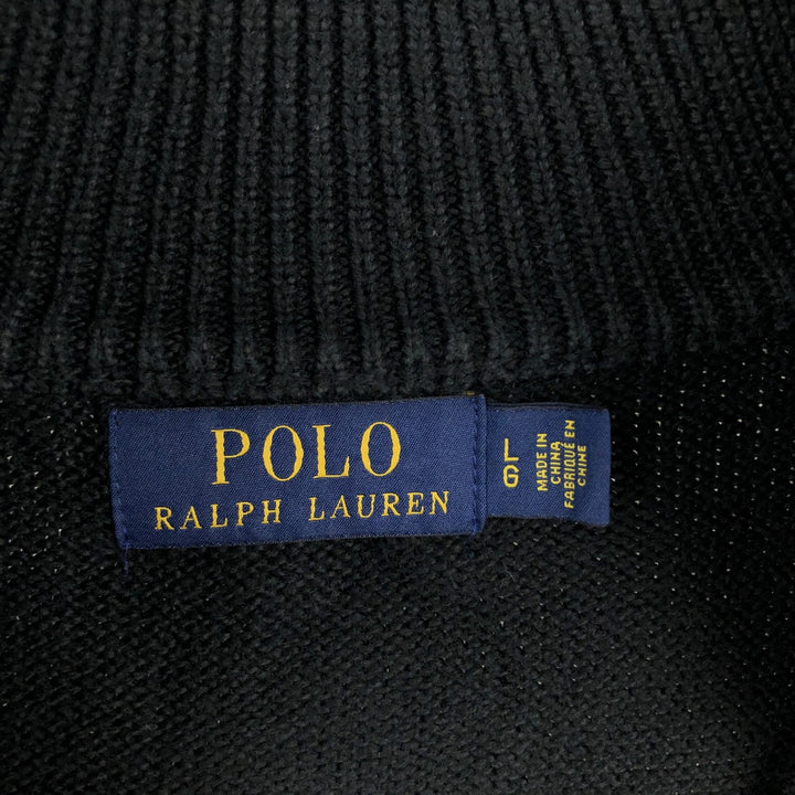 Ralph Lauren POLO RALPH LAUREN Cotton knit half zip sweater Men's size L cotton black type Vintage Second Hand