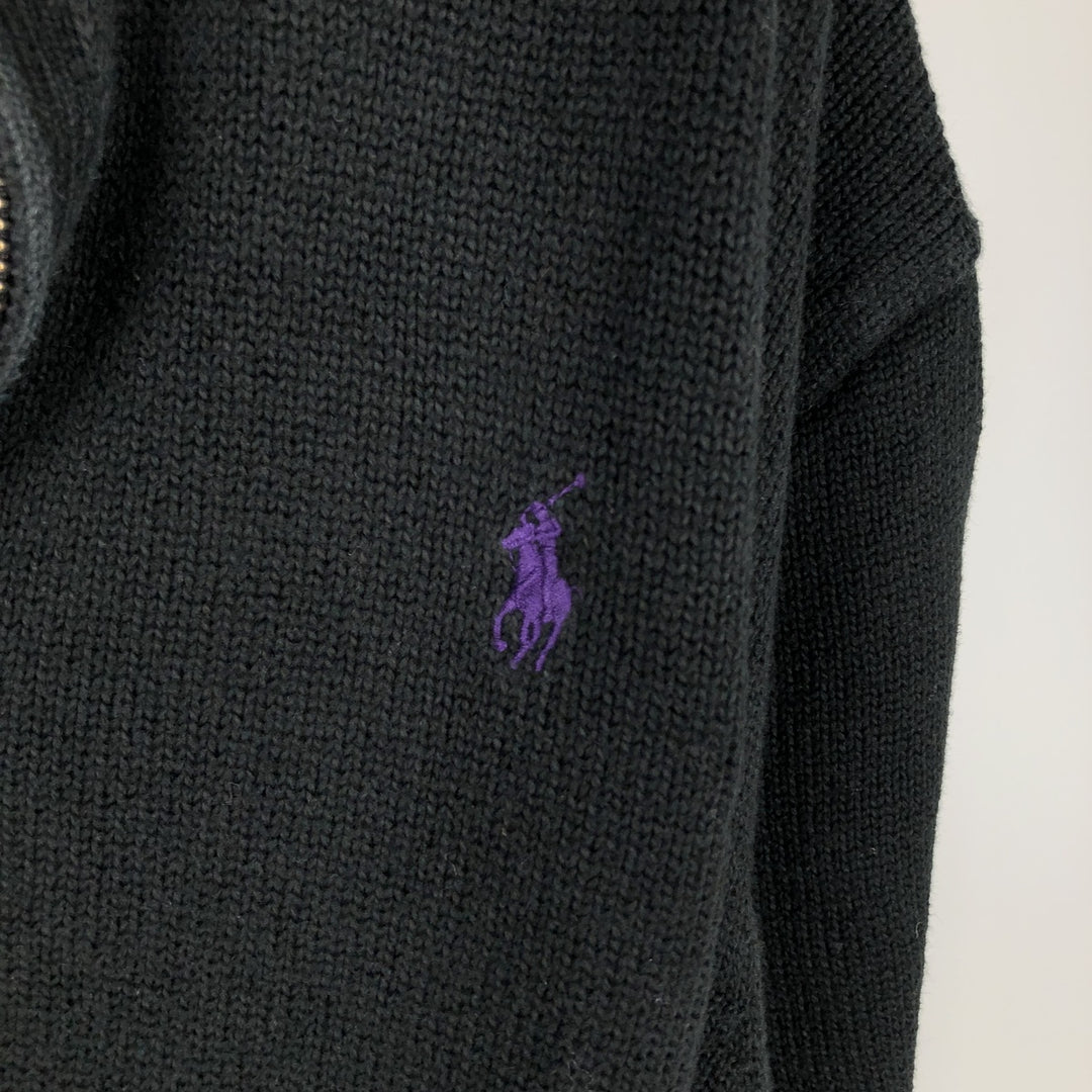 Ralph Lauren POLO RALPH LAUREN Cotton knit half zip sweater Men's size L cotton black type Vintage Second Hand