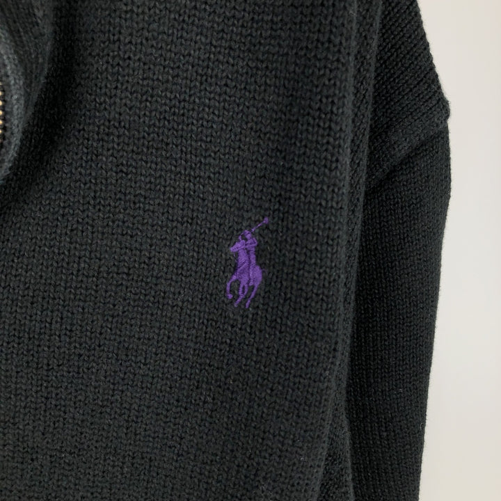 Ralph Lauren POLO RALPH LAUREN Cotton knit half zip sweater Men's size L cotton black type Vintage Second Hand