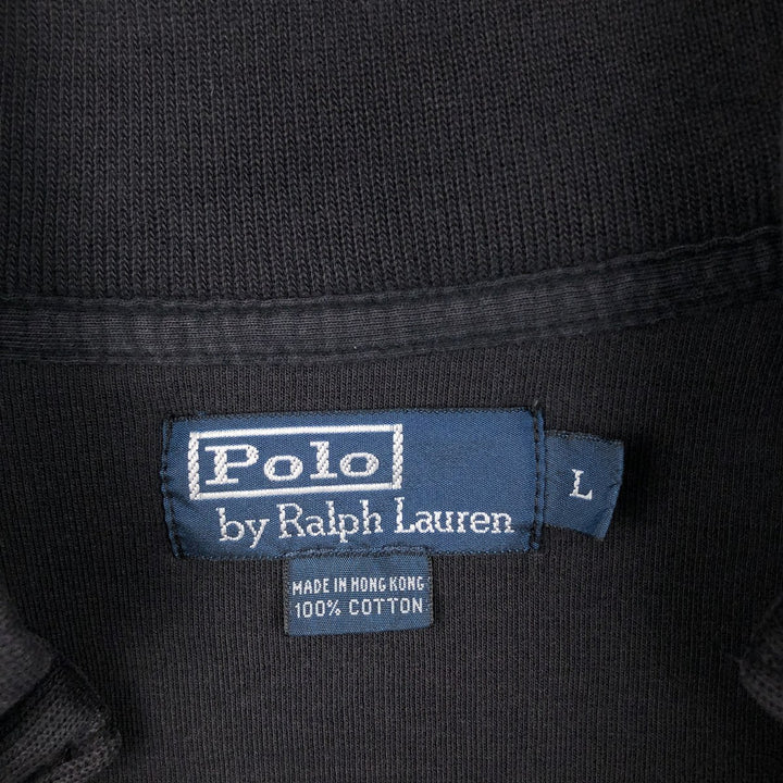 Ralph Lauren POLO by Ralph Lauren Rib-Knit Half-Zip Sweatshirt (Men's Size L) cotton black type Vintage Second Hand