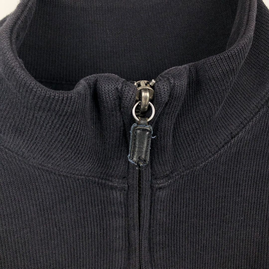 Ralph Lauren POLO by Ralph Lauren Rib-Knit Half-Zip Sweatshirt (Men's Size L) cotton black type Vintage Second Hand