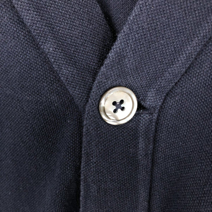 Ralph Lauren POLO by Ralph Lauren pique cardigan, men's size XL (approx.) cotton navy blue type Vintage Second Hand