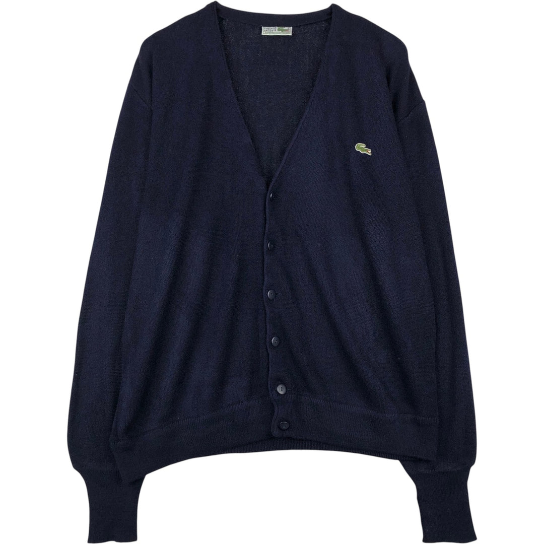Lacoste acrylic knit cardigan, men's size XL (approx.) acrylic navy blue type Vintage Second Hand