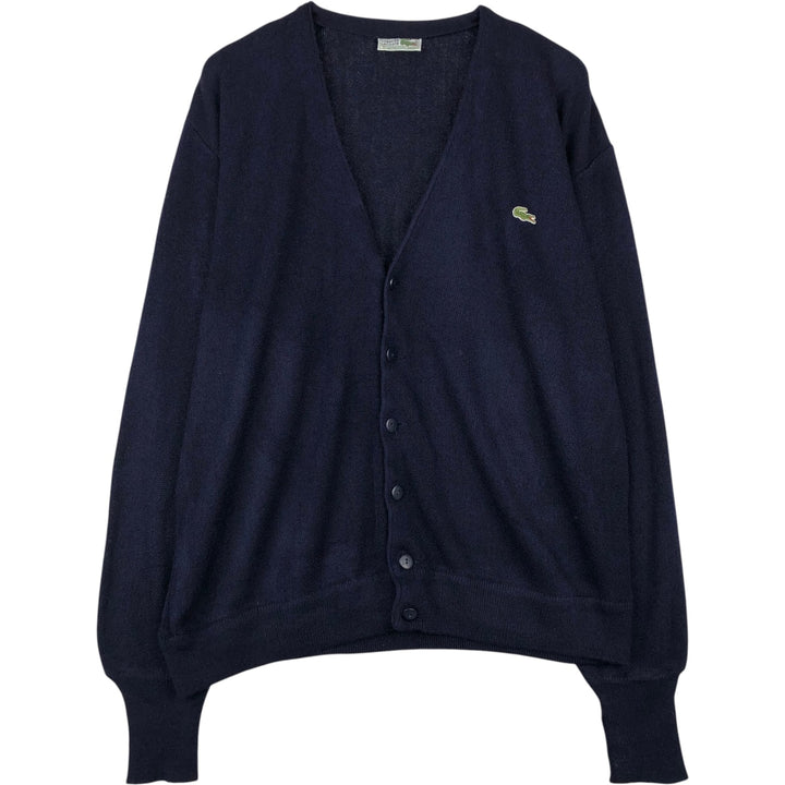 Lacoste acrylic knit cardigan, men's size XL (approx.) acrylic navy blue type Vintage Second Hand