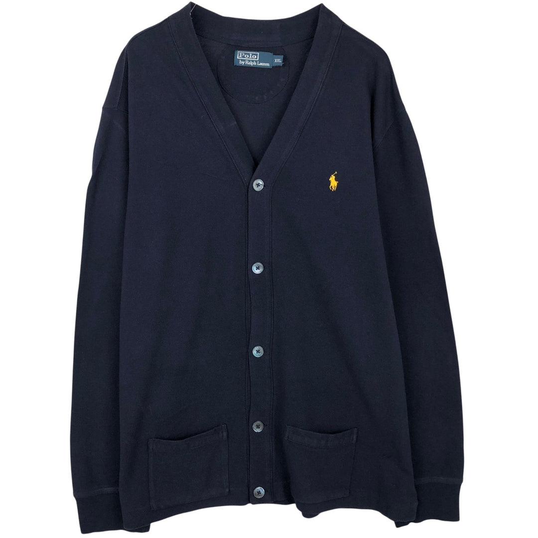 Ralph Lauren POLO by Ralph Lauren pique cardigan, men's size XXL equivalent. unclear navy blue type Vintage Second Hand