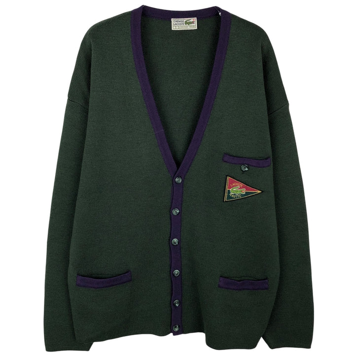 Lacoste Acrylic x Wool Knit Cardigan, Made in Spain, Size 5 (Equivalent to Men's Large) wool green type Vintage Second Hand
