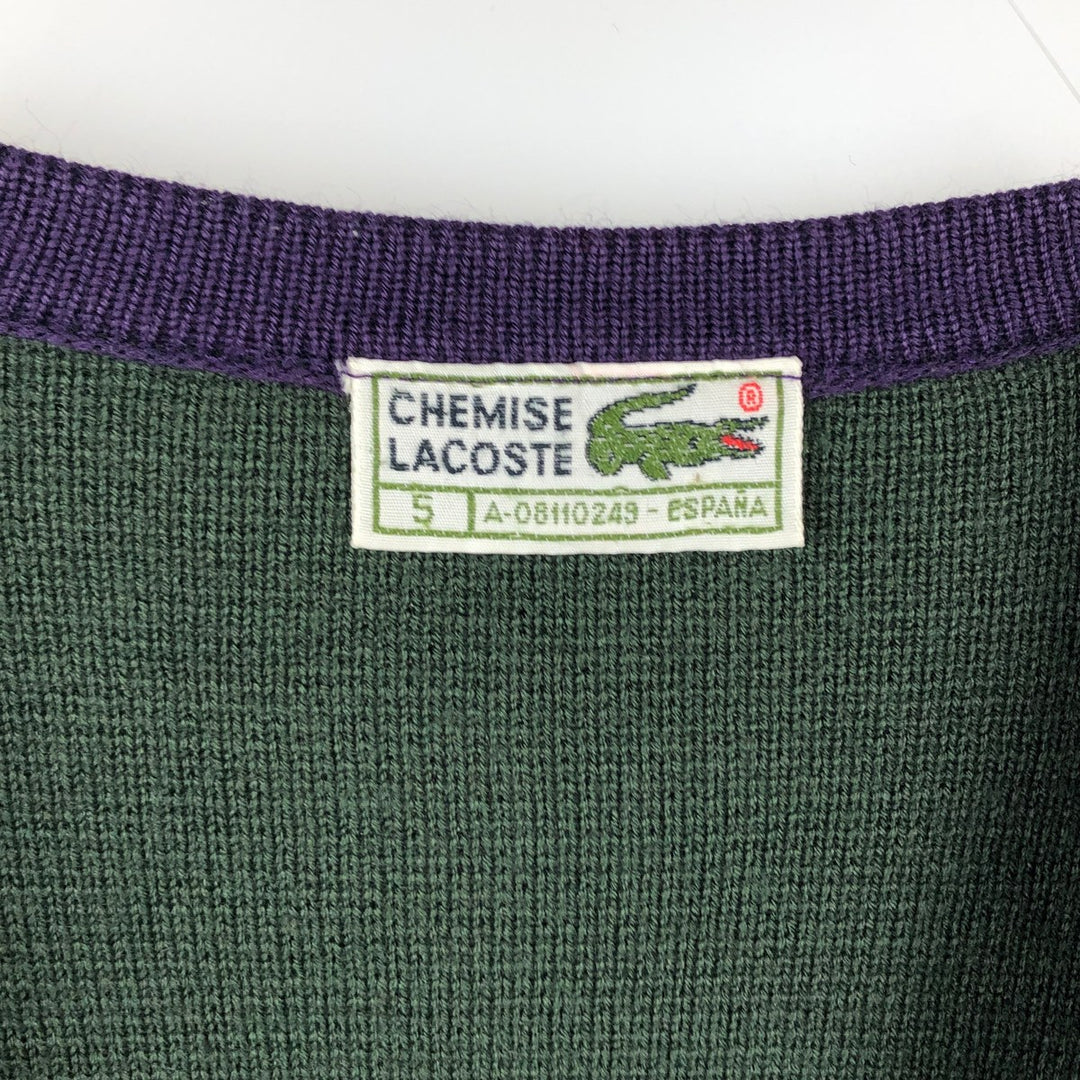 Lacoste Acrylic x Wool Knit Cardigan, Made in Spain, Size 5 (Equivalent to Men's Large) wool green type Vintage Second Hand