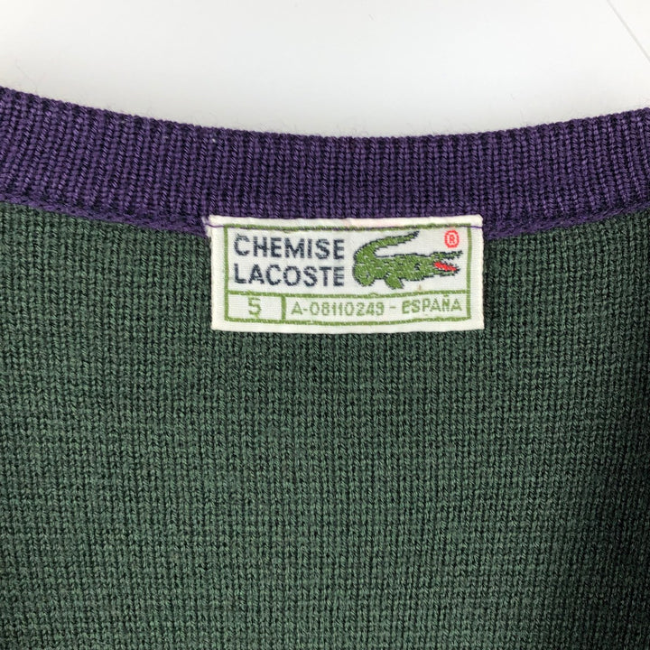 Lacoste Acrylic x Wool Knit Cardigan, Made in Spain, Size 5 (Equivalent to Men's Large) wool green type Vintage Second Hand
