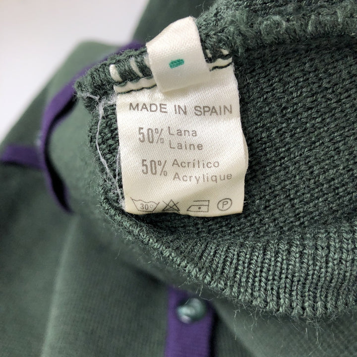 Lacoste Acrylic x Wool Knit Cardigan, Made in Spain, Size 5 (Equivalent to Men's Large) wool green type Vintage Second Hand