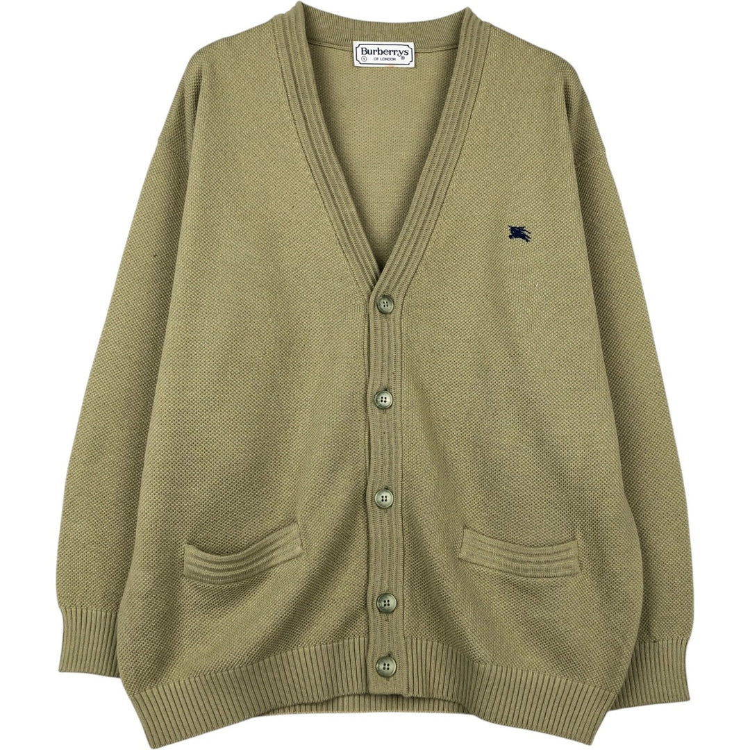 1990'S Burberry's of London Acrylic x Wool Knit Cardigan, Men's Size L (approx.), Vintage Merino wool Khaki type Vintage Second Hand