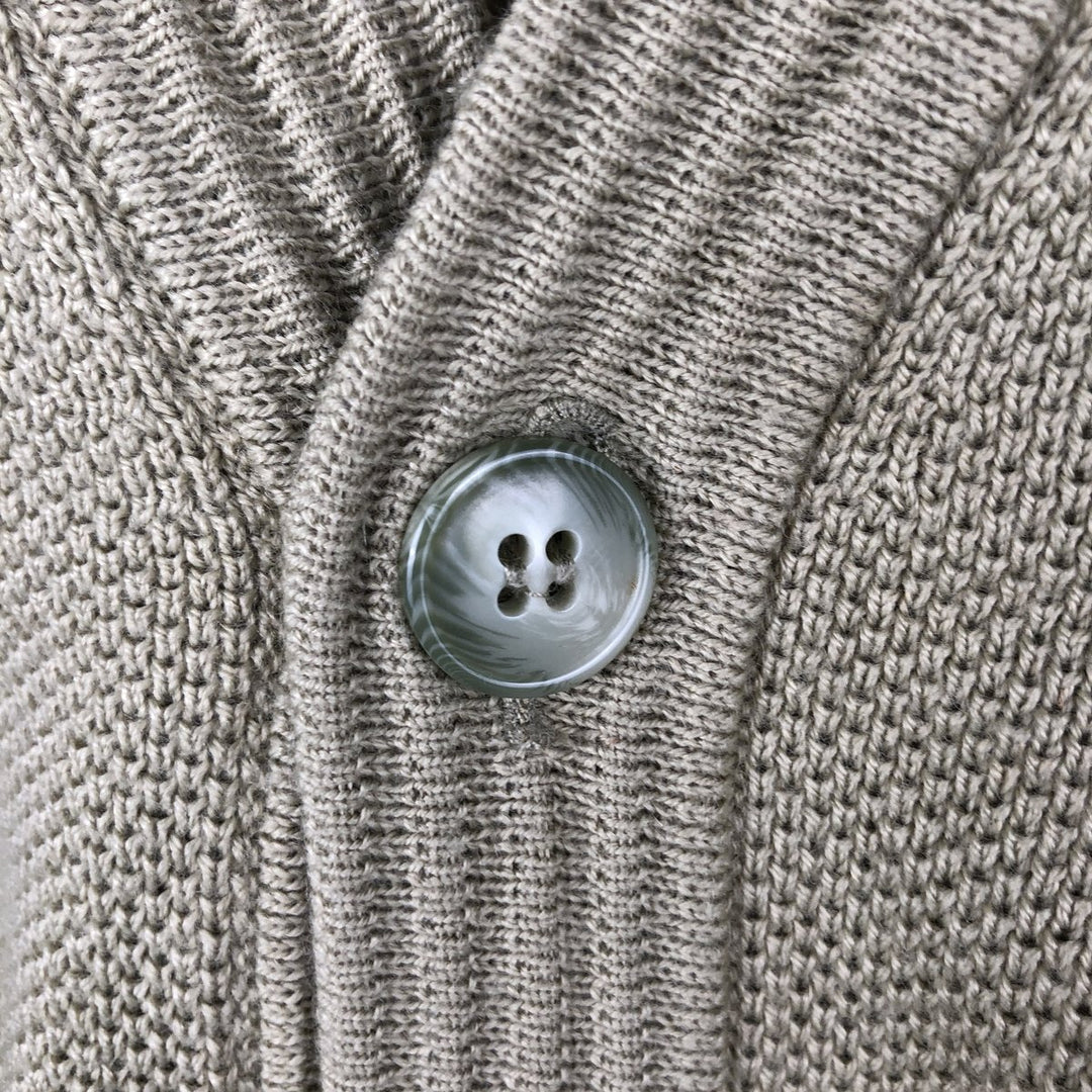 1990'S Burberry's of London Acrylic x Wool Knit Cardigan, Men's Size L (approx.), Vintage Merino wool Khaki type Vintage Second Hand