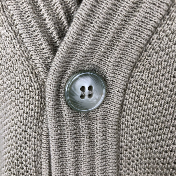 1990'S Burberry's of London Acrylic x Wool Knit Cardigan, Men's Size L (approx.), Vintage Merino wool Khaki type Vintage Second Hand