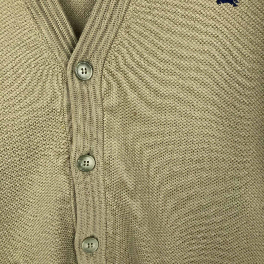 1990'S Burberry's of London Acrylic x Wool Knit Cardigan, Men's Size L (approx.), Vintage Merino wool Khaki type Vintage Second Hand
