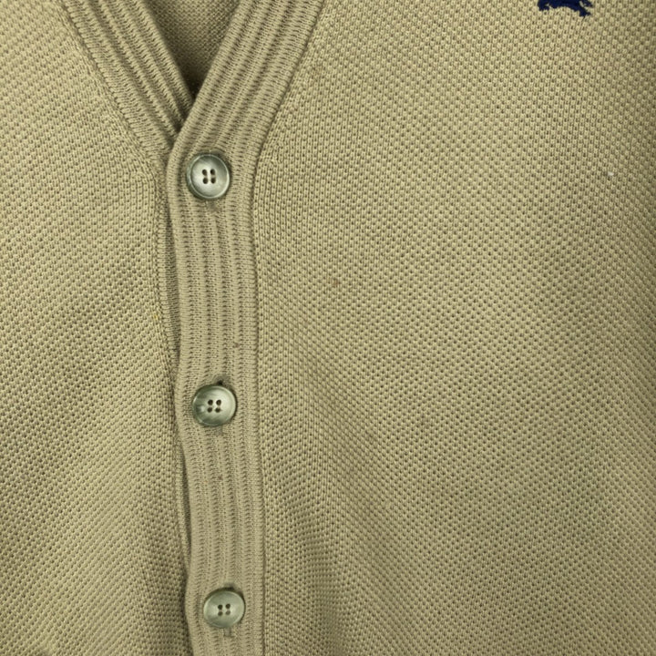 1990'S Burberry's of London Acrylic x Wool Knit Cardigan, Men's Size L (approx.), Vintage Merino wool Khaki type Vintage Second Hand