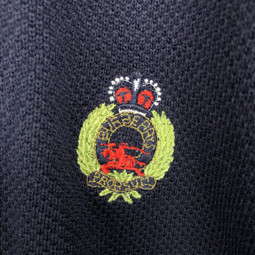 1990'S Burberry's of London wool knit cardigan, men's size L equivalent, vintage. acrylic navy blue type Vintage Second Hand