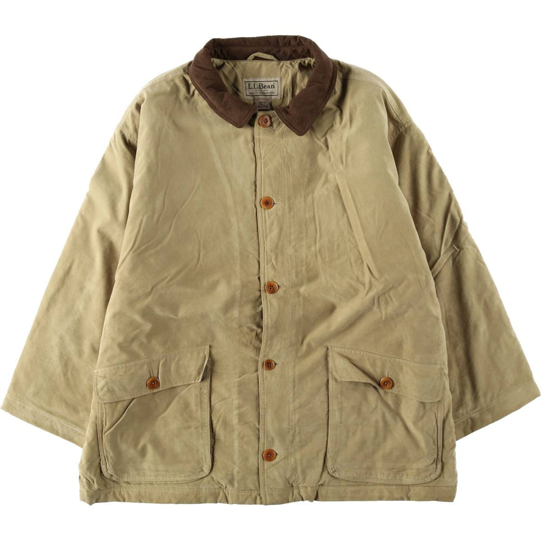 90'S LLBean padded hunting jacket, XX LARGE (equivalent to men's XXL), vintage. Nylon Khaki type beige Vintage Second Hand