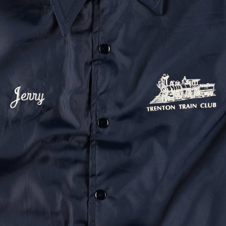 70s-80'S Gem Sportswear Coach Jacket, Made in USA, Men's XL equivalent. unclear navy blue type Vintage Second Hand