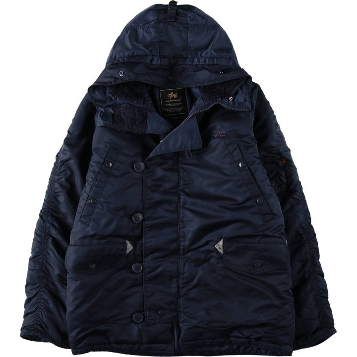 Civilian-grade Alpha Industries N-2B type padded military flight jacket, men's size M equivalent. Nylon navy blue type Vintage Second Hand