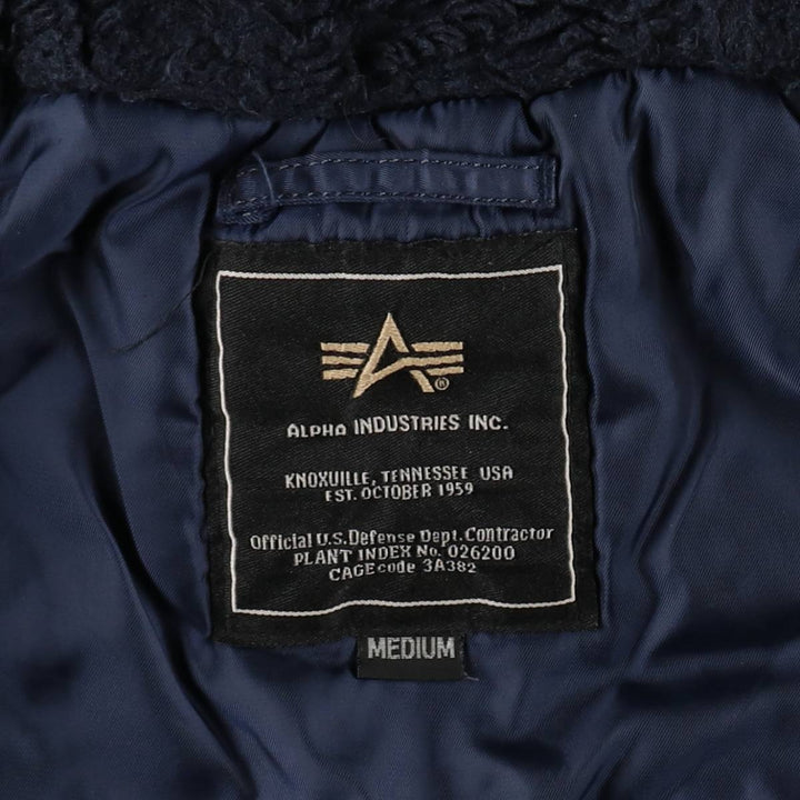 Civilian-grade Alpha Industries N-2B type padded military flight jacket, men's size M equivalent. Nylon navy blue type Vintage Second Hand