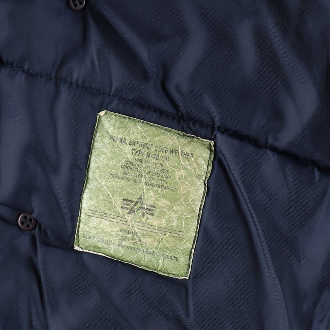 Civilian-grade Alpha Industries N-2B type padded military flight jacket, men's size M equivalent. Nylon navy blue type Vintage Second Hand