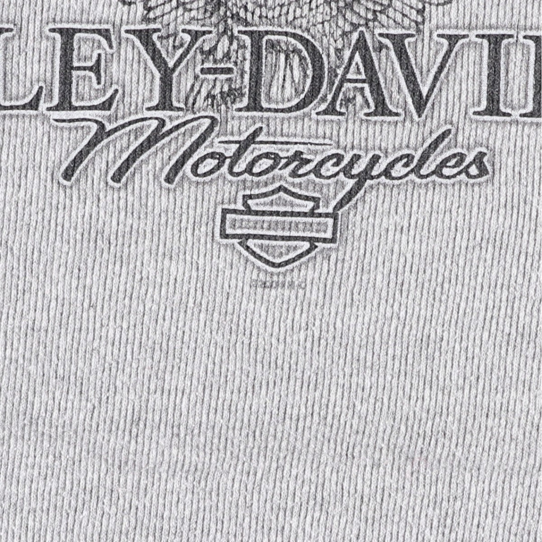 Big Size 2000'S Harley-Davidson Eagle Pattern Tribal Motorcycle Thermal Long-Sleeve T-Shirt (Men's XXXL equivalent) cotton gray type Vintage Second Hand