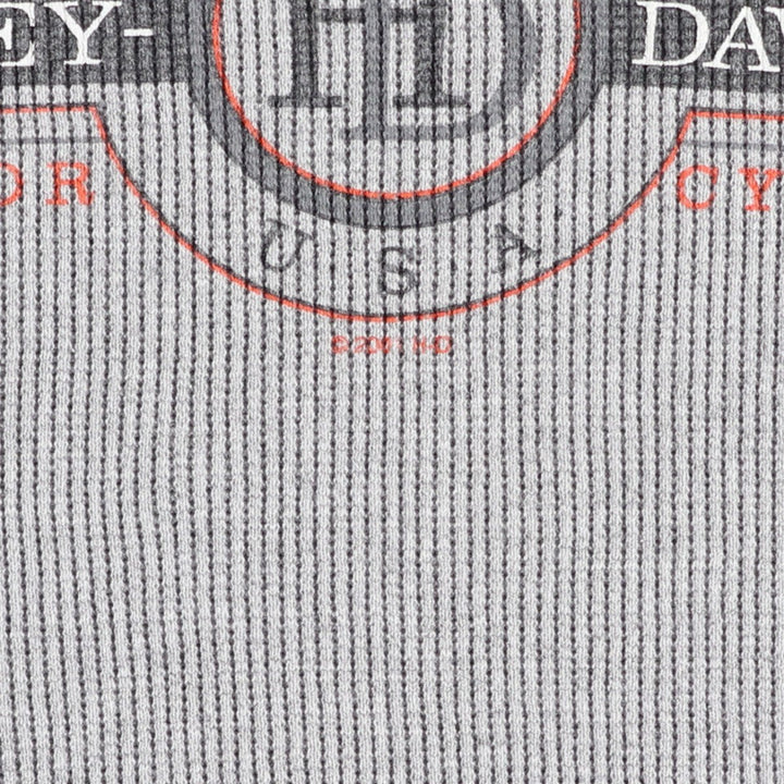 2000'S Harley-Davidson Motorcycle Thermal Long-Sleeve T-Shirt, Waffle Fabric, Made in USA, Men's XXL equivalent. cotton gray type Vintage Second Hand