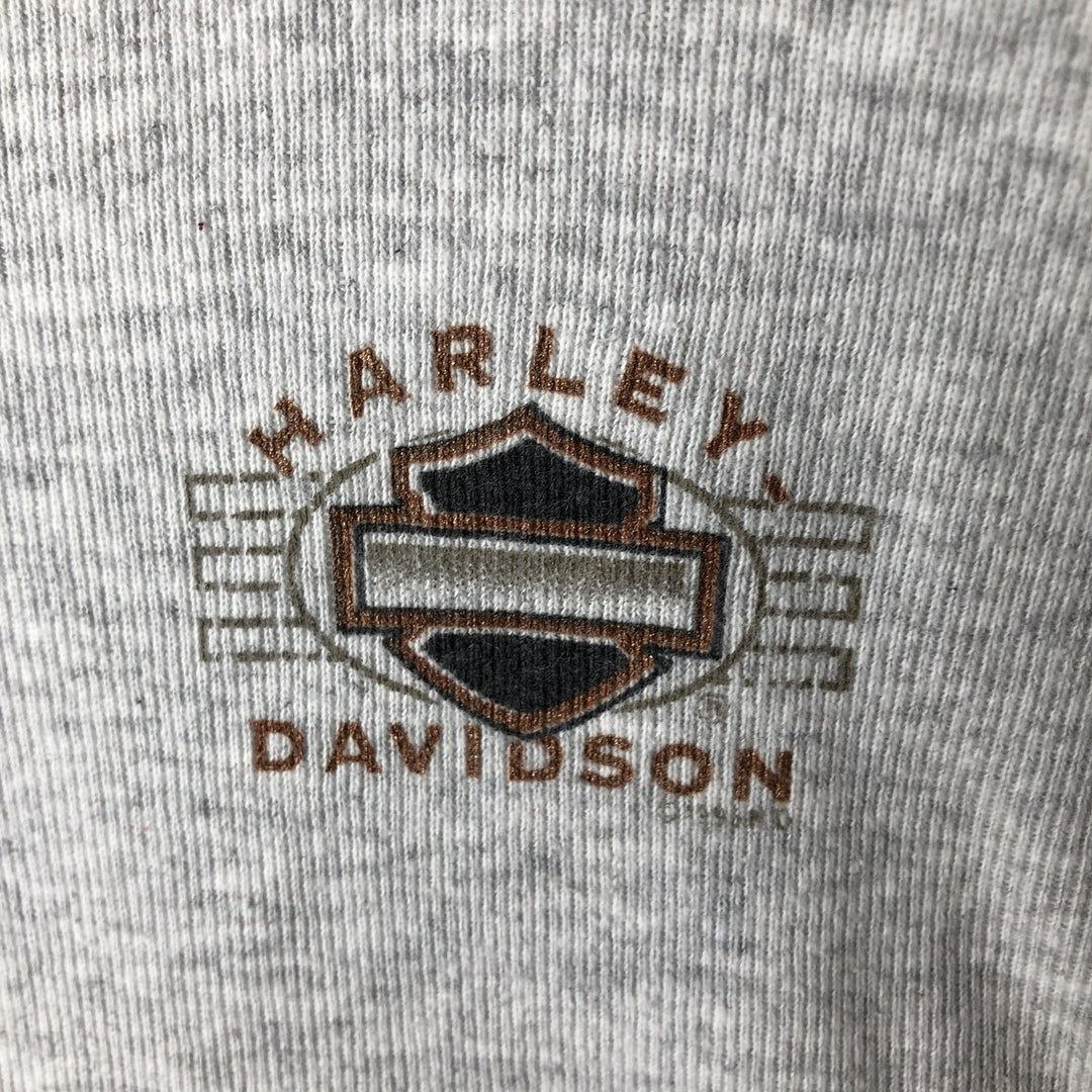 90'S Harley-Davidson Motorcycle Henley Neck Thermal Long-Sleeve T-Shirt, Made in USA, Men's Size L (Equivalent), Vintage cotton gray type Vintage Second Hand