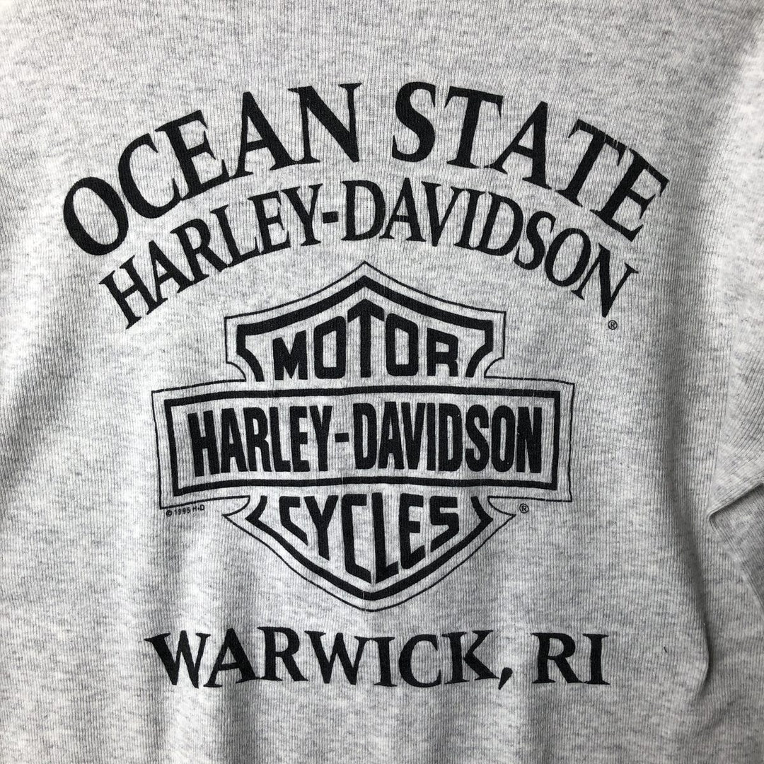 90'S Harley-Davidson Motorcycle Henley Neck Thermal Long-Sleeve T-Shirt, Made in USA, Men's Size L (Equivalent), Vintage cotton gray type Vintage Second Hand