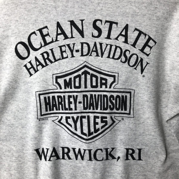 90'S Harley-Davidson Motorcycle Henley Neck Thermal Long-Sleeve T-Shirt, Made in USA, Men's Size L (Equivalent), Vintage cotton gray type Vintage Second Hand