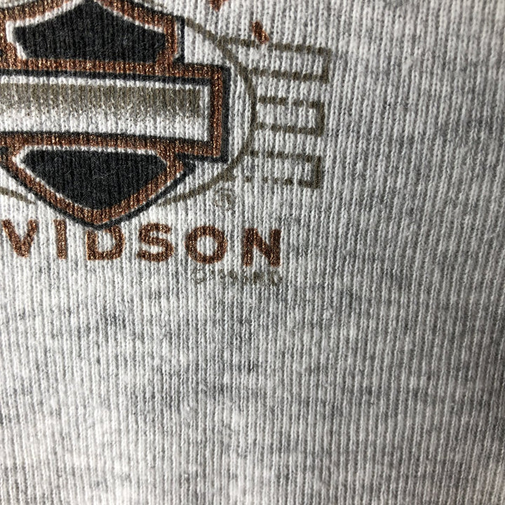 90'S Harley-Davidson Motorcycle Henley Neck Thermal Long-Sleeve T-Shirt, Made in USA, Men's Size L (Equivalent), Vintage cotton gray type Vintage Second Hand