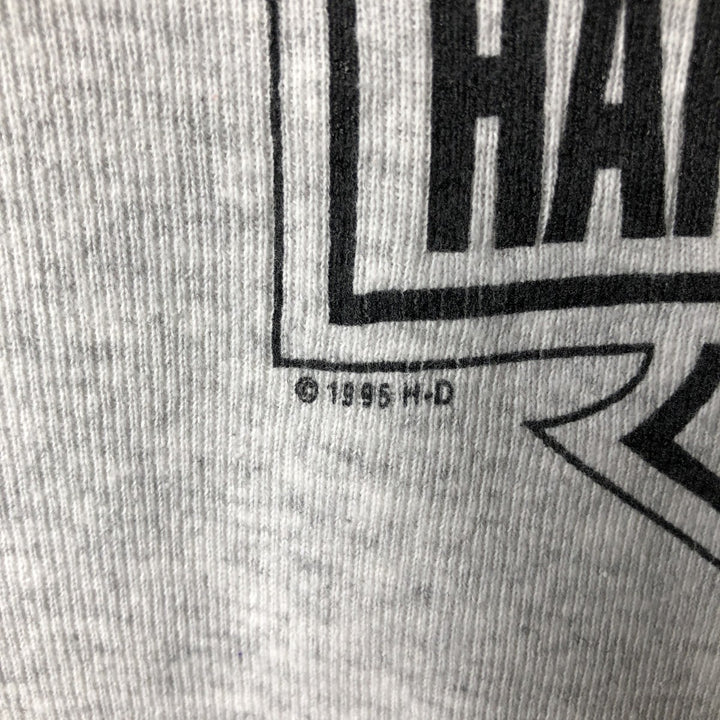 90'S Harley-Davidson Motorcycle Henley Neck Thermal Long-Sleeve T-Shirt, Made in USA, Men's Size L (Equivalent), Vintage cotton gray type Vintage Second Hand