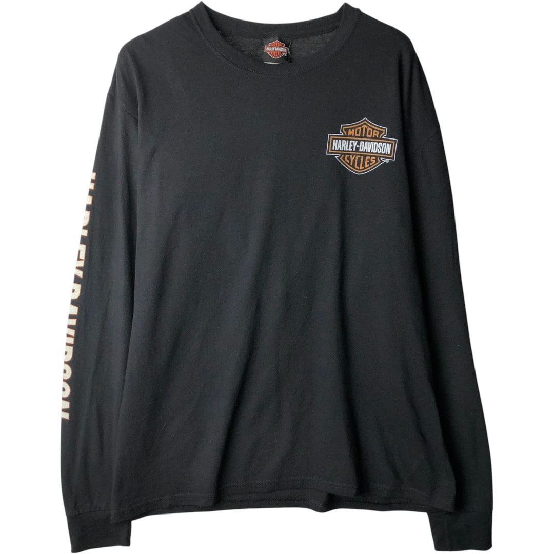 Harley-Davidson Long Sleeve T-Shirt, Men's Size L polyester black type Vintage Second Hand